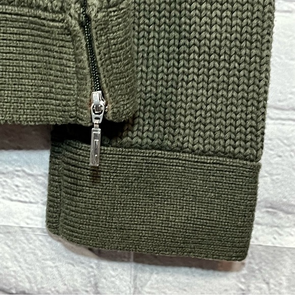 Vintage Talbots Cable Knit Mock Neck Sweater Womens Size Small Green Zip - Picture 11 of 15